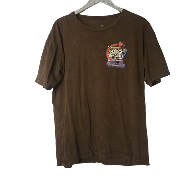 Laconia Weirs Beach 2014 Distressed Brown T Shirt Size 2X - Picture 7 of 7